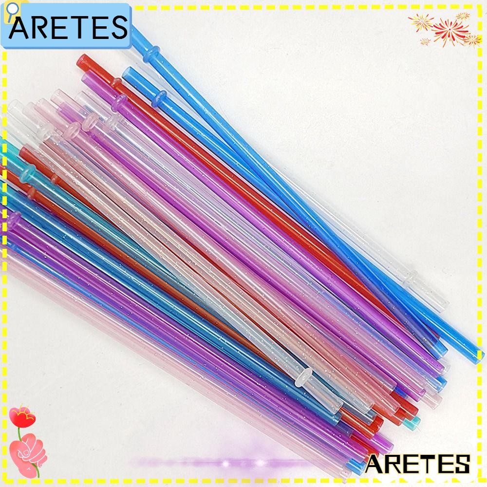 ARETS 1PC ผงทองหลอดพลาสติก,Reusable Car Travel Cup Straw Glitter Straw, พร้อมแปรงทําความสะอาดถ้วยอุป