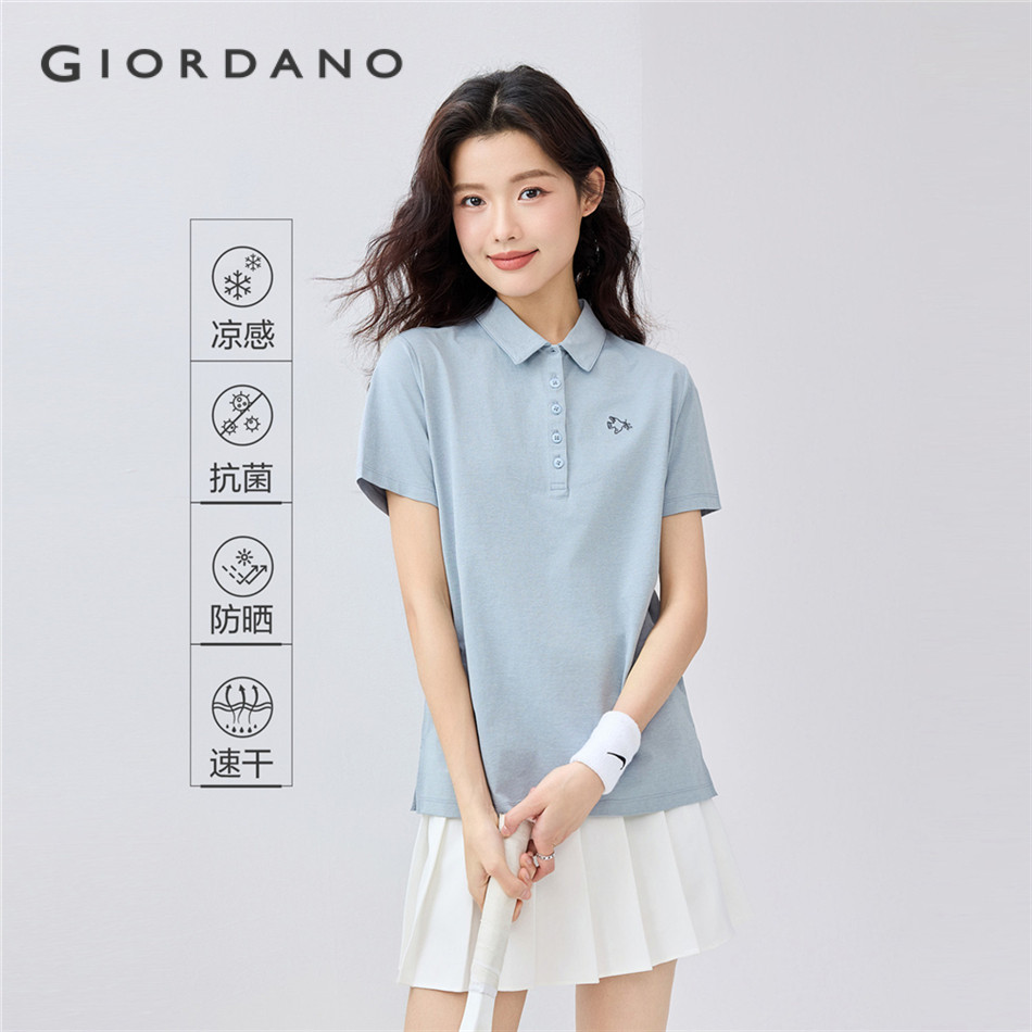GIORDANO WOMEN Cool-touch embroidery short sleeve polo shirt 05315383
