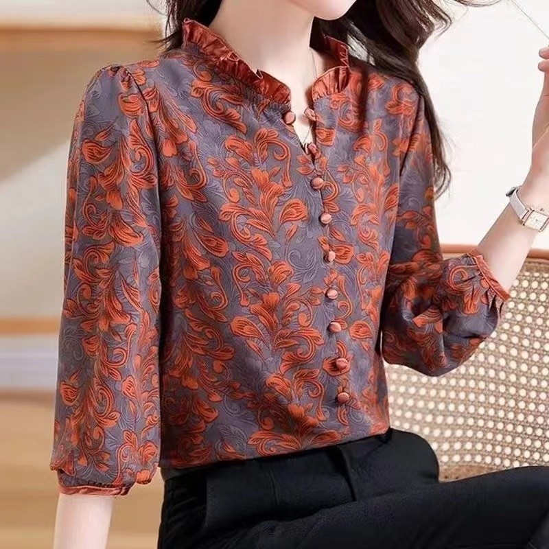 เวอร์ชั่นเกาหลีฤดูร้อนสไตล์ใหม่ปักขอบเชื้อราเสื้อแขนสามส่วนแฟชั่น Classy Simple Casual All-Match La