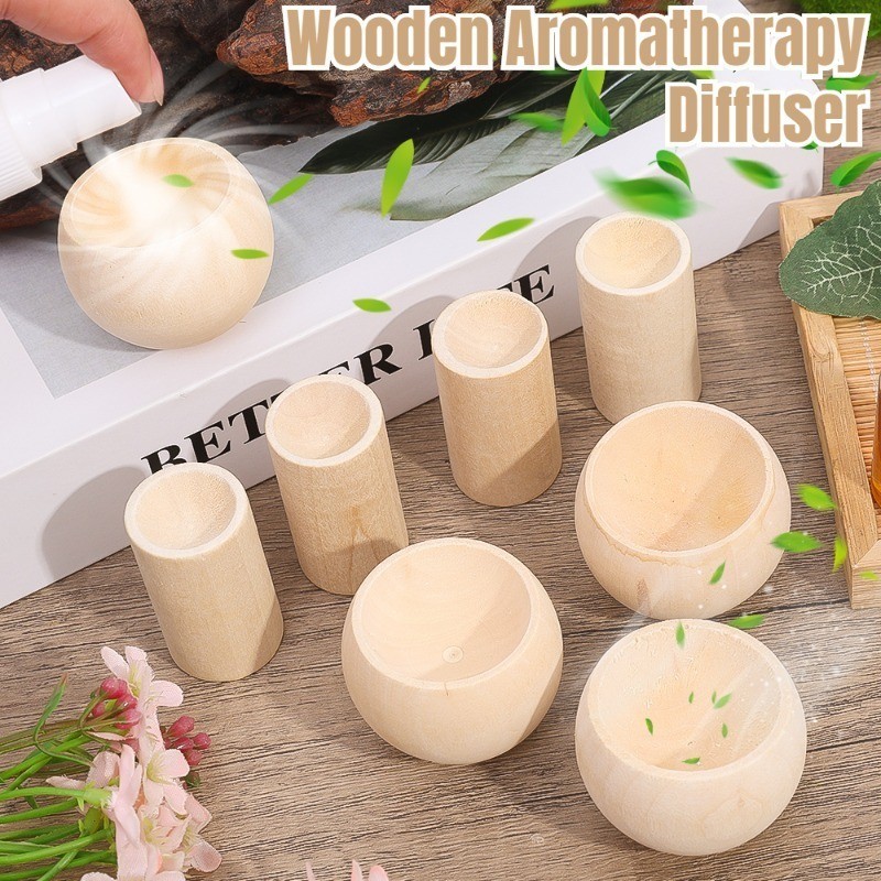 2 ชิ้น Aroma Wood Diffuser Essential Oil Diffuser สําหรับน้ํามันหอมระเหยกระบอก Beech ไม้ Diffuser Aroma