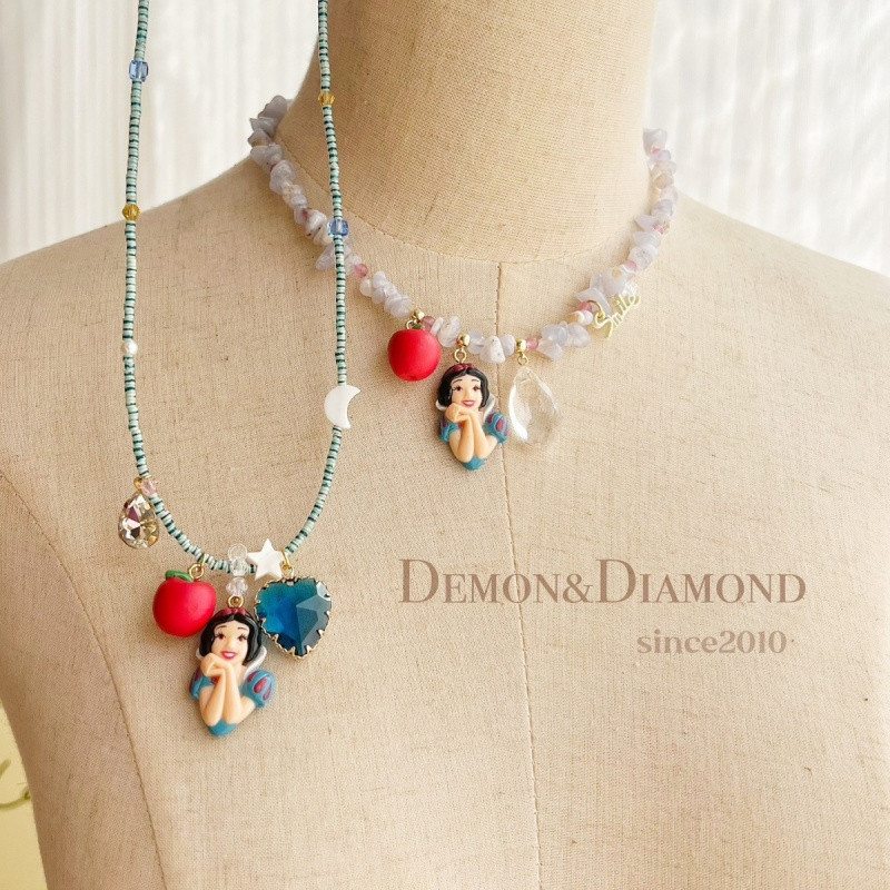 Original Design Sweet Cool Snow White Princess Le Pei Beaded Love Gem Fun Cute ins Girl Dongdaemun Clavicle Chain Necklace