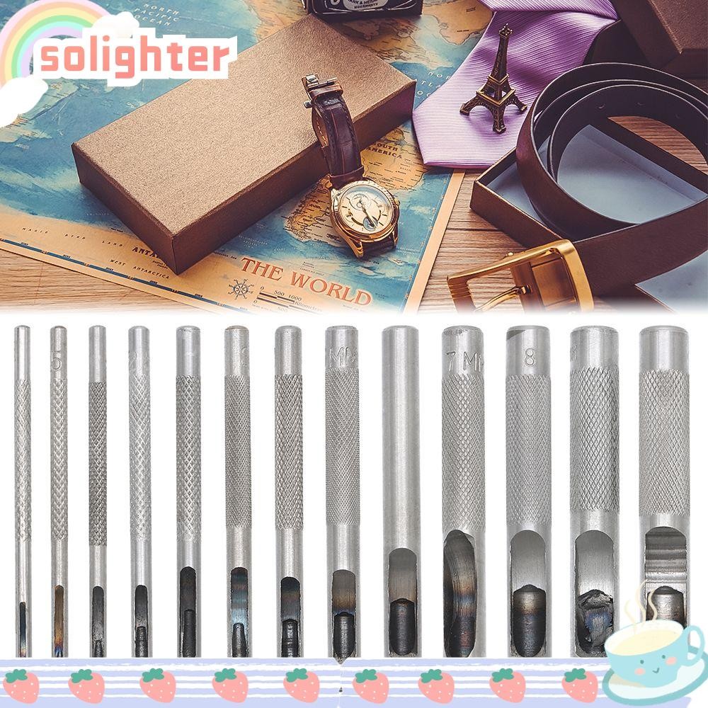 SOLIGHTER เจาะรูเข็มขัด Handcrafts Puncher สกรูแบบถอดได้ Leathercraft เหล็กคาร์บอน