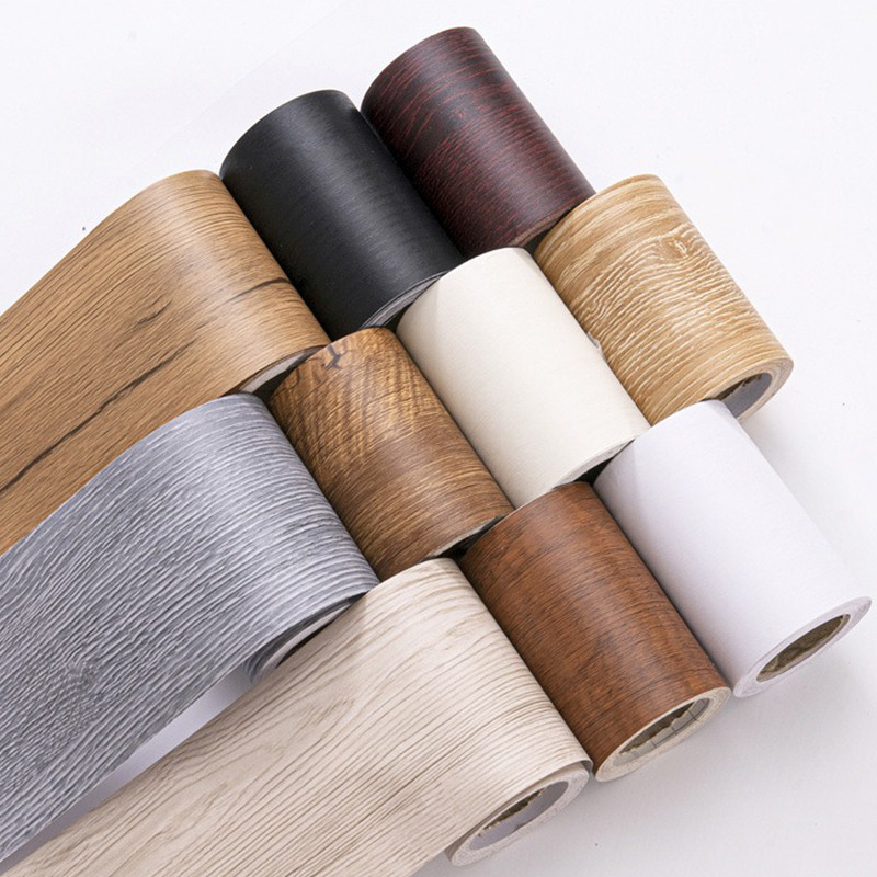 10 ซม.-กว้าง 300 ซม.มีกาวในตัวกันน้ําลายไม้สติ๊กเกอร์ติดผนังปรับปรุงบ้านประตูชายแดนวอลล์เปเปอร์ตู้