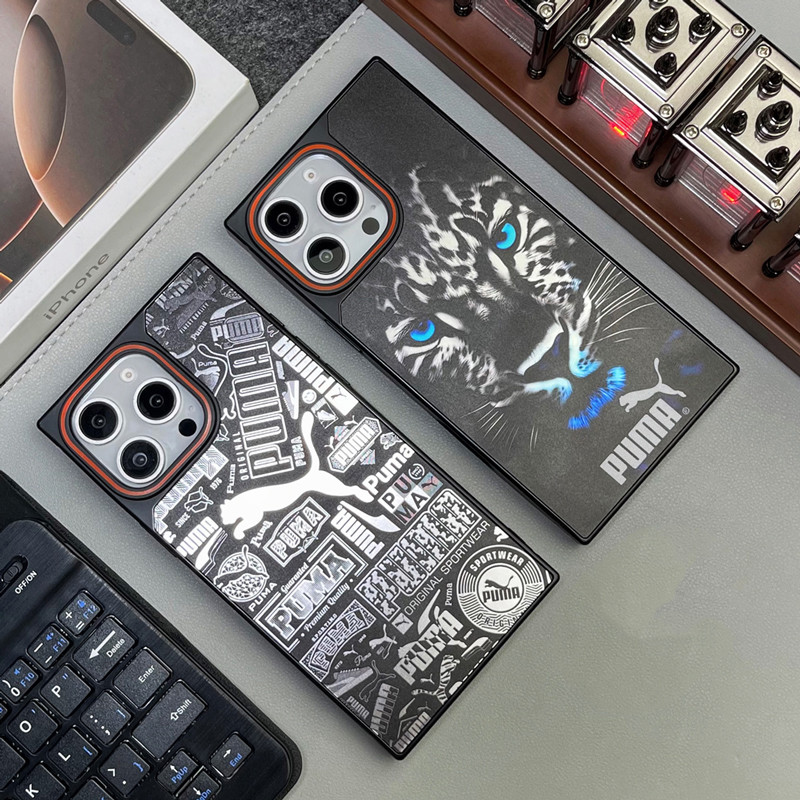 เคสโทรศัพท์ธุรกิจสี่เหลี่ยมระดับสูงสำหรับ iPhone 16 15 14 13 11 12 Pro Max ลายเสือและเสือดาว