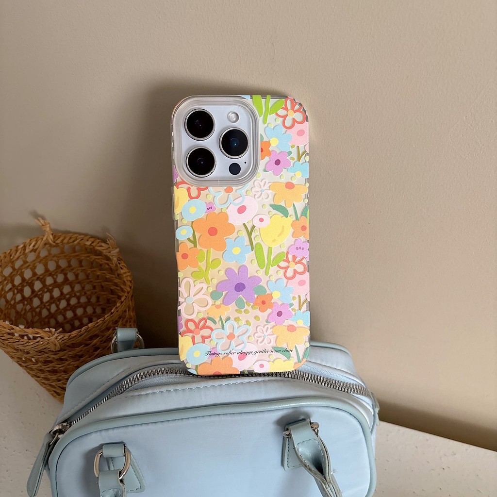 ดอกไม้ที่มีสีสันเคสโทรศัพท์Drop-ResistantสําหรับiPhone 16 Promax 15 Promax 11 12 13 Mini 14plus 11 Promax XS XR XS Max 78 7plus 6SP 6S