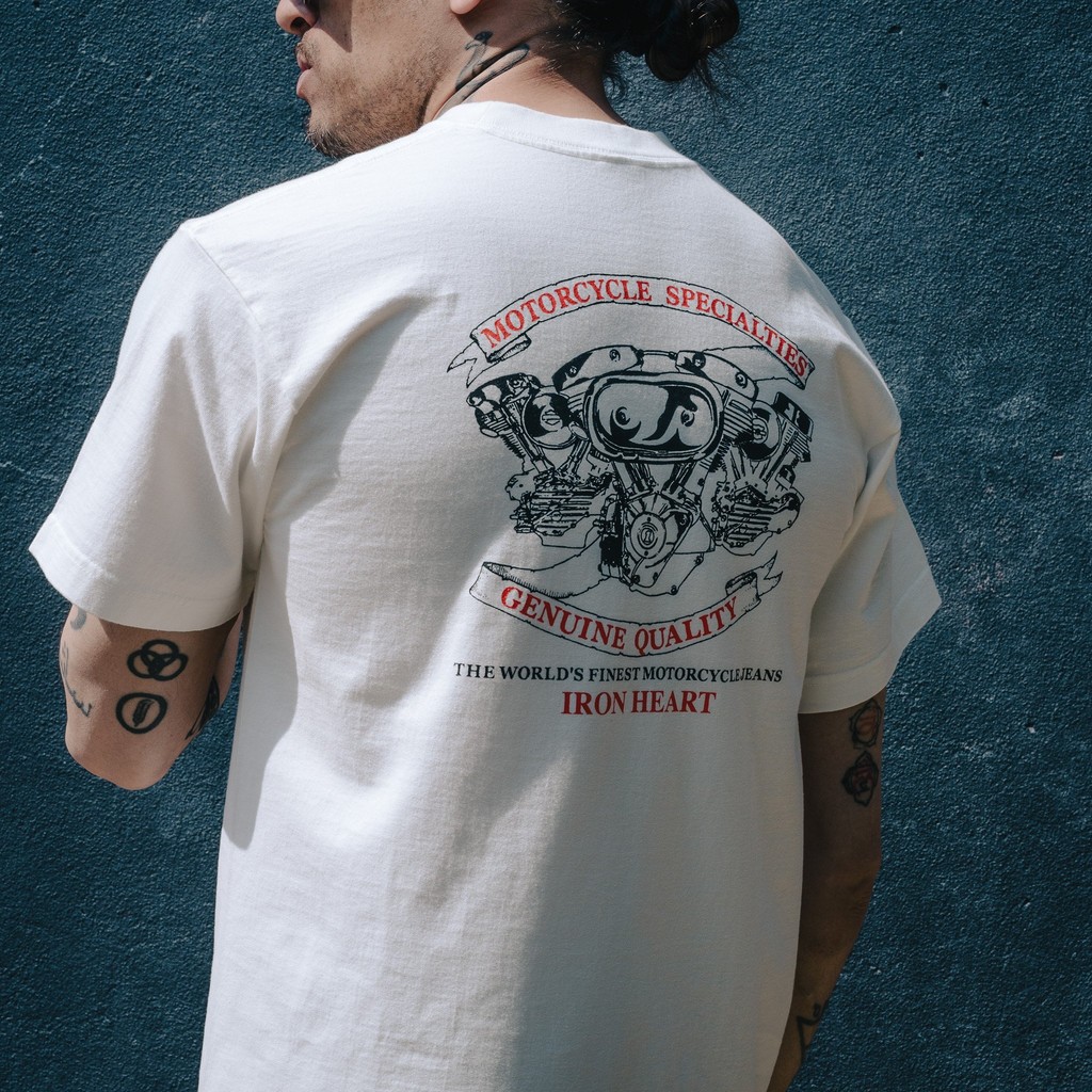 ความ棉 100% IRON HEART发动机Tee