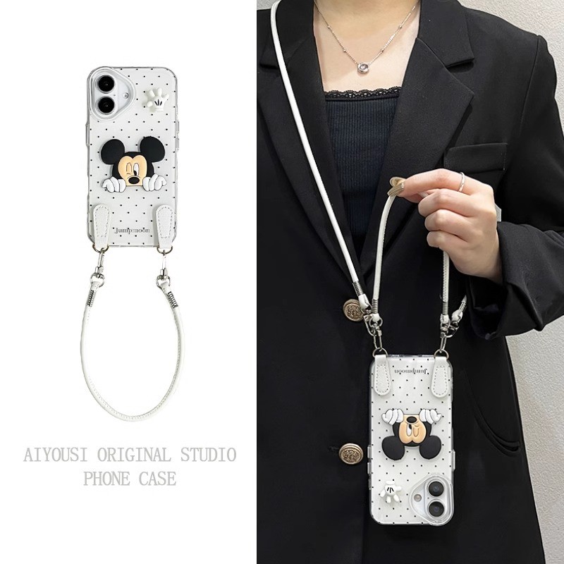 สน604 เคสโทรศัพท์กันกระแทกเกาหลีน่ารักสำหรับไอโฟน (เคส 16 Pro Max/15 Pro max 16 plus 14 pro max 16pro 12pro 11) มีสายคล้องที่ถอดออกได้ ศิลปะการ์ตูนสำหรับเด็กผู้หญิง