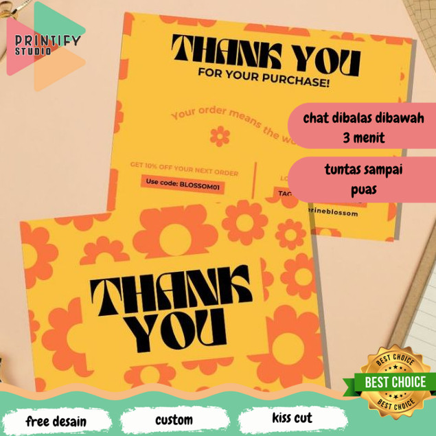 Printify Print TKC Thank You Card ขอบคุณที่กําหนดเอง Olshop Thank You Card ออกแบบฟรี