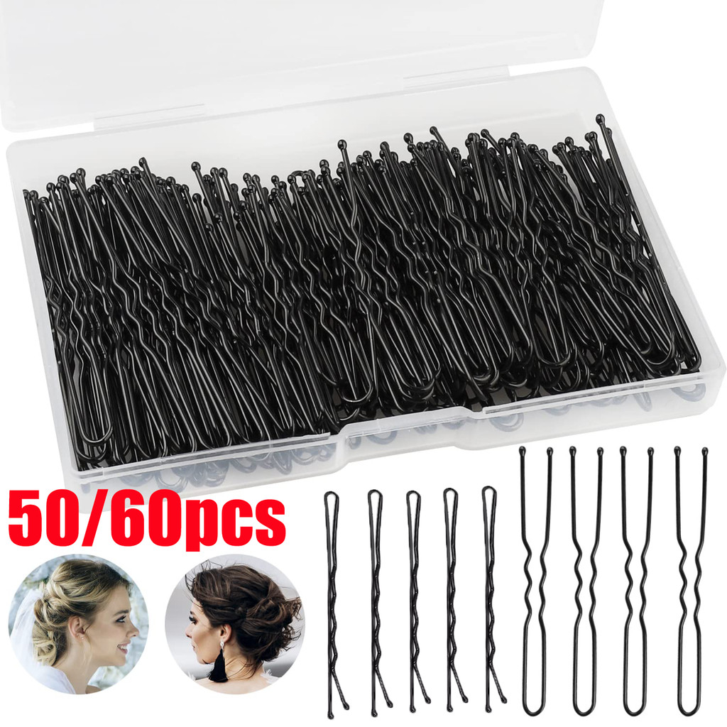 50/60 ชิ้นสีดําตรงสายคลิปผม / U-Shaped Bobby Pin / ที่มองไม่เห็นหยักกิ๊บเครื่องมือจัดแต่งทรงผม