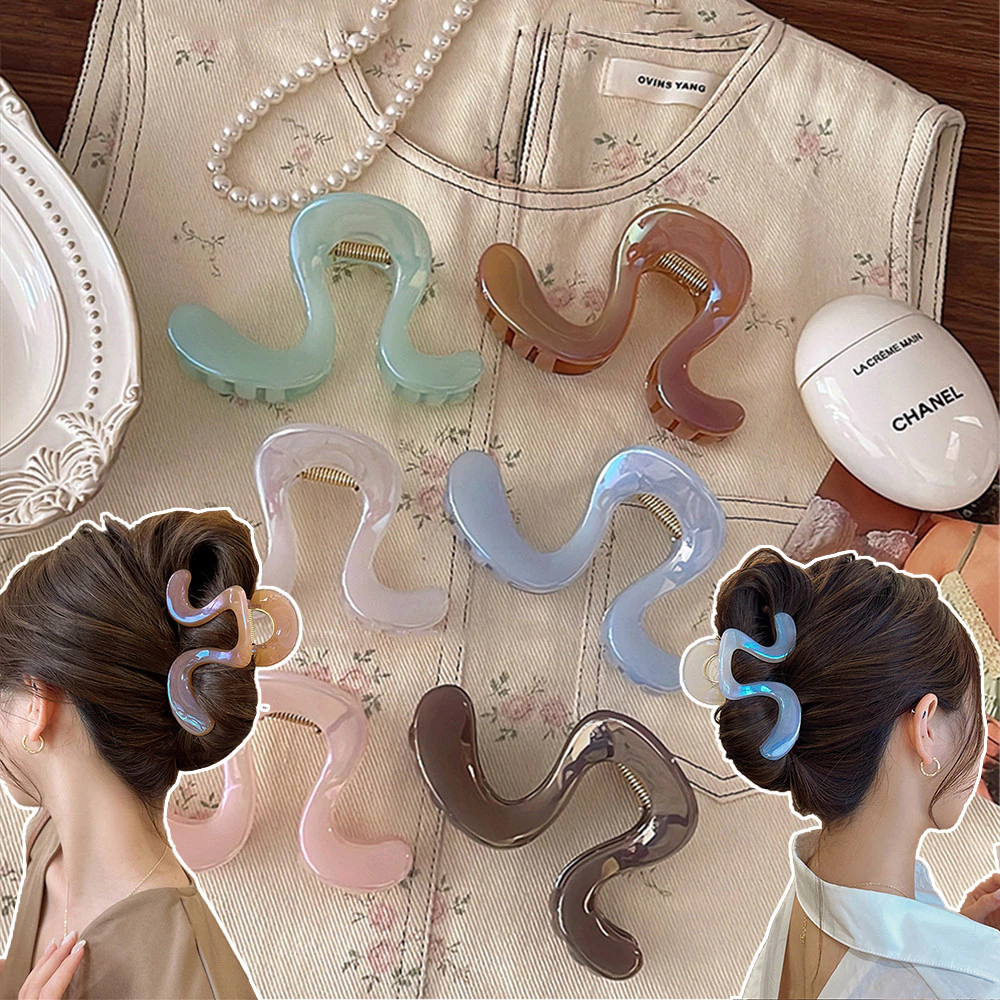 Jelly Color Shiny Face Simple Hair Clip Multi-Clip Womens 2025 New High-end Shark Clip