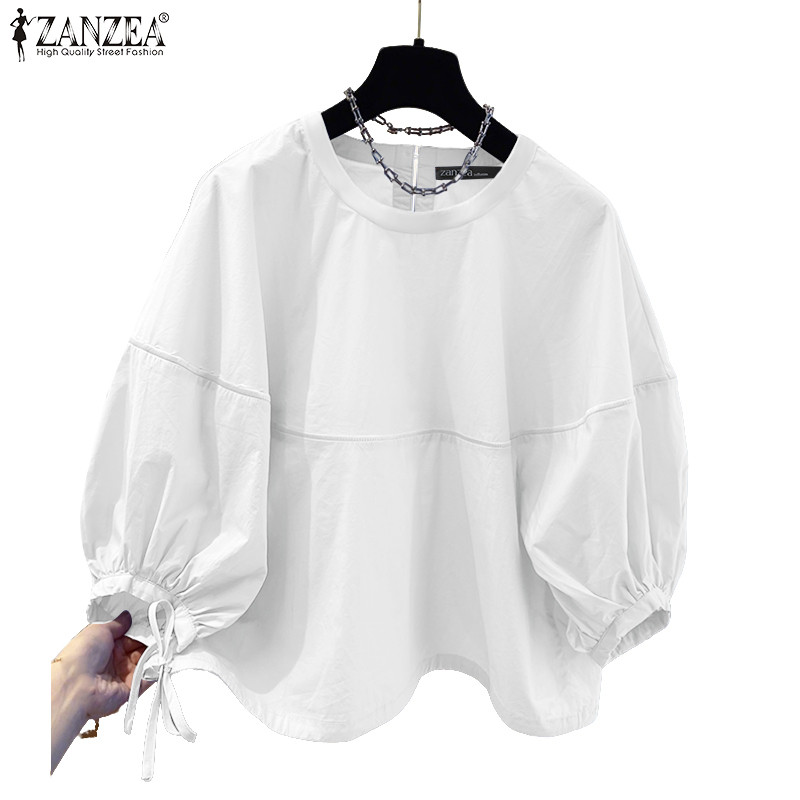 ZANZEA ซานเซีย สไตล์เกาหลีเสื้อเบลาส์แขน3/4 ทรงหลวมสำหรับผู้หญิง