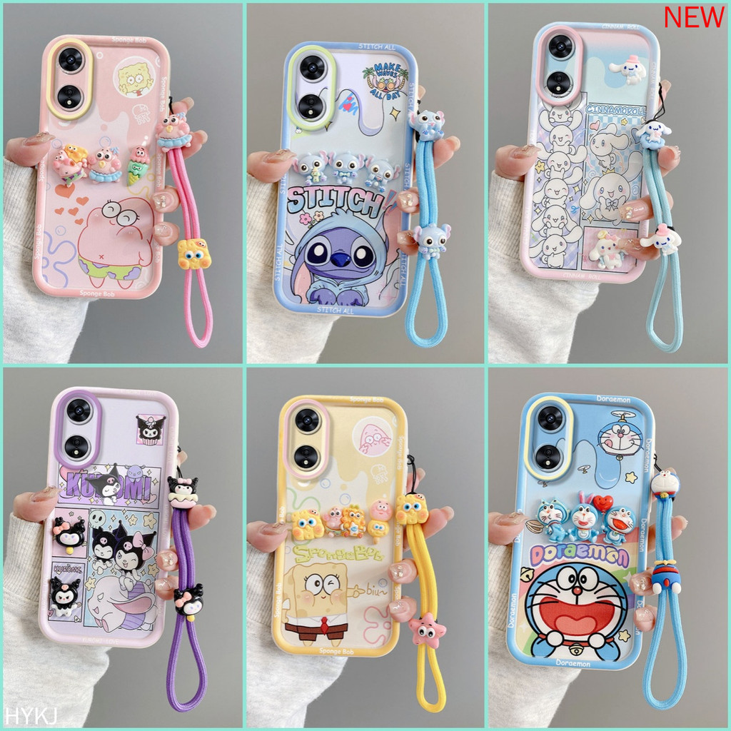 เคส OPPO A58 4G Anti fall อะนิเมะการ์ตูน TPU ซิลิโคนอ่อนนุ่ม 3D เคสโทรศัพท์น่ารัก XXLK