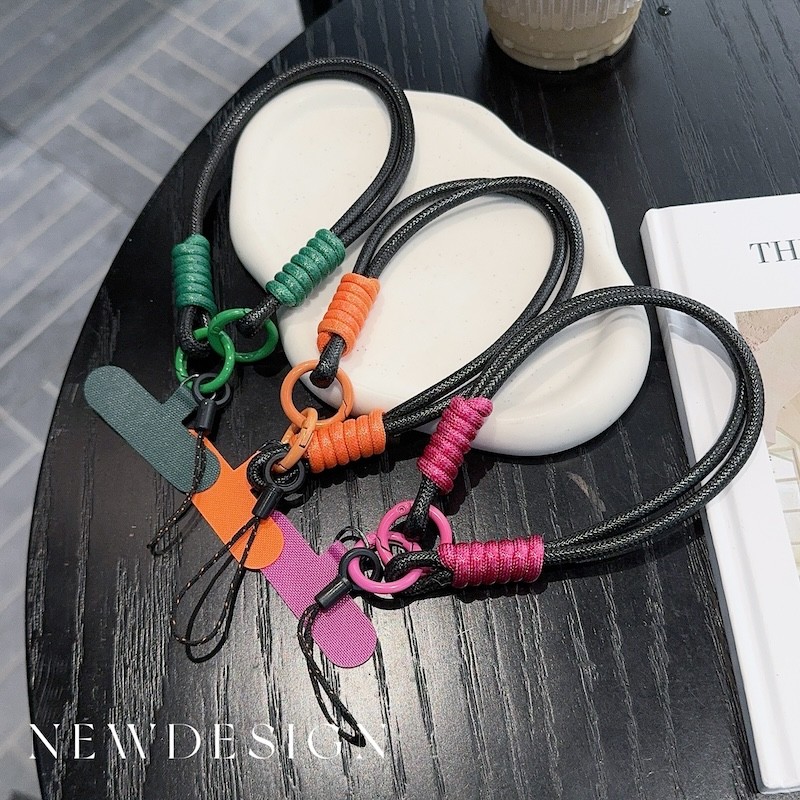 ใหม่สดใสสีดําขี้ผึ้งโทรศัพท์มือถือเชือกเส้นเล็กสากลข้อมือเชือกสั้นเนื้อเรียบสกปรกทนวัสดุความปลอดภัยเชือกเส้นเล็ก