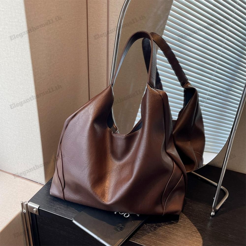 Slouchy Hobo Bag สําหรับผู้หญิงกระเป๋าถือหลายกระเป๋ากระเป๋าหนัง PU สําหรับทํางาน (กาแฟ)