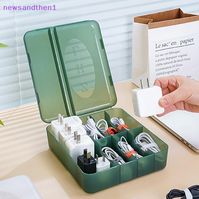 Newsandthen1 กล่องเก็บสายเคเบิลแบบพกพาหลายช่องข้อมูลกล่องเก็บสายเคเบิลสําหรับ Home Office Organization สายชาร์จสําหรับ Electronics Nice