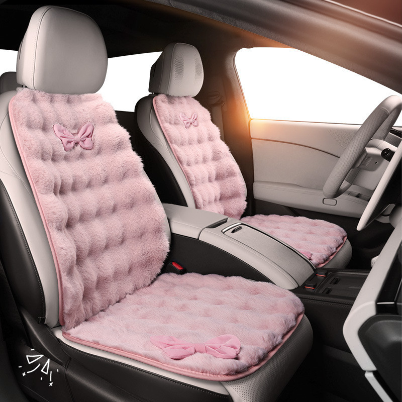 New Women's Bubble Velvet Car Cushion Winter Plush Warm Universal Seat Cushion Single Seat Driver Seat Half Pack Car Mats Fashion car seat protection pad Automotive interior