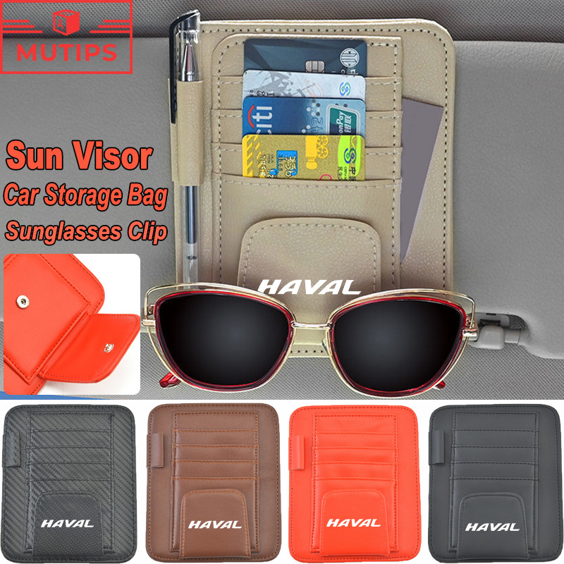 Haval ที่บังแดดรถยนต์ PU เครื่องหนัง รับจัดเก็บการ์ด ที่ใส่แว่นกันแดด กระเป๋าเก็บเอกสารติดรถยนต์ H6 Jolion H2 H2s H1 H5 M4 H9 2023 2024