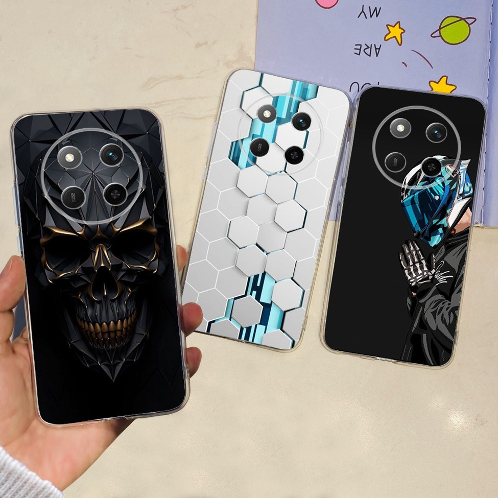 Honor X9c Case Clear Aesthetic Luxury ดอกไม้น่ารักน่ารัก Panda ฝาหลังโปร่งใส X9c Honor เคสโทรศัพท์ 6