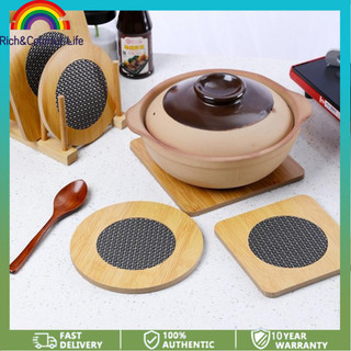 Wooden Heat Pad Heat Insulation Table Mat Coaster Anti-Slip Pot Holder For Kitchen Kitchenware