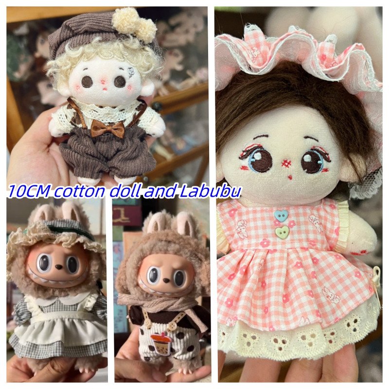 เสื้อผ้าตุ๊กตาสําหรับชุดแต่งตัวผ้าฝ้าย 10 ซม. อุปกรณ์ของเล่น DIY