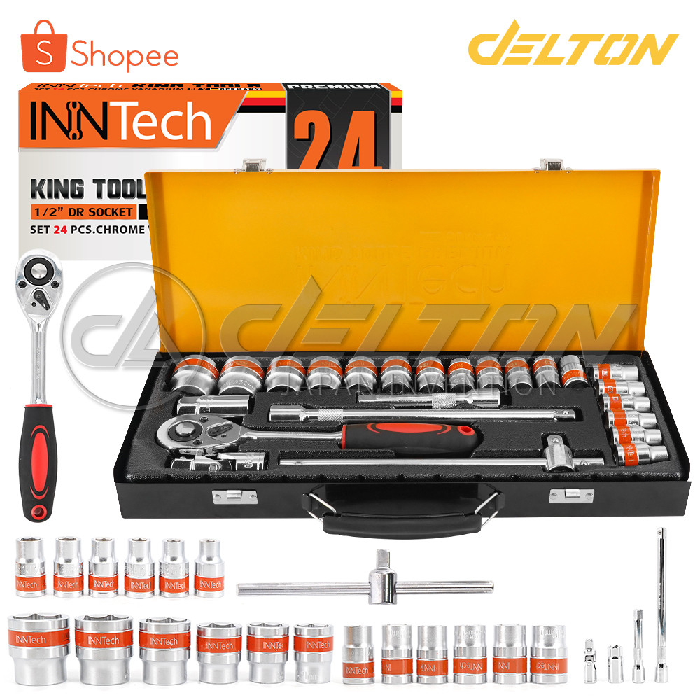 InnTech King Tools ชุดเครื่องมือ 24 ชิ้น ขนาด 1/2 นิ้ว (4 หุน) ชุดประแจ KING TOOLS SERIES รุ่น WKT-24PCS