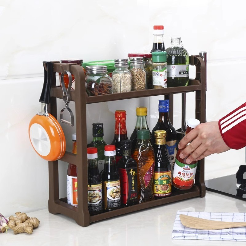 Hot Sale#Kitchen Storage Rack Punch-Free Seasoning Spice Rack Oil and Salt Soy Sauce and Vinegar Bot