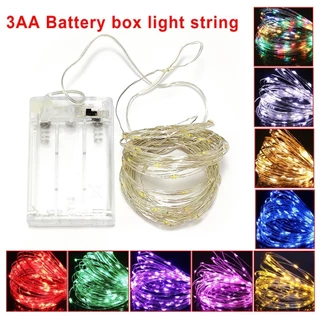 2m 5M 10M ไฟ LED String 10M 5M วันวาเลนไทน์ ลวดเงิน Fairy ไฟบ้านคริสต์มาสงานแต่งงาน Decor โดย 3 * AA แบตเตอรี่ดําเนินการ