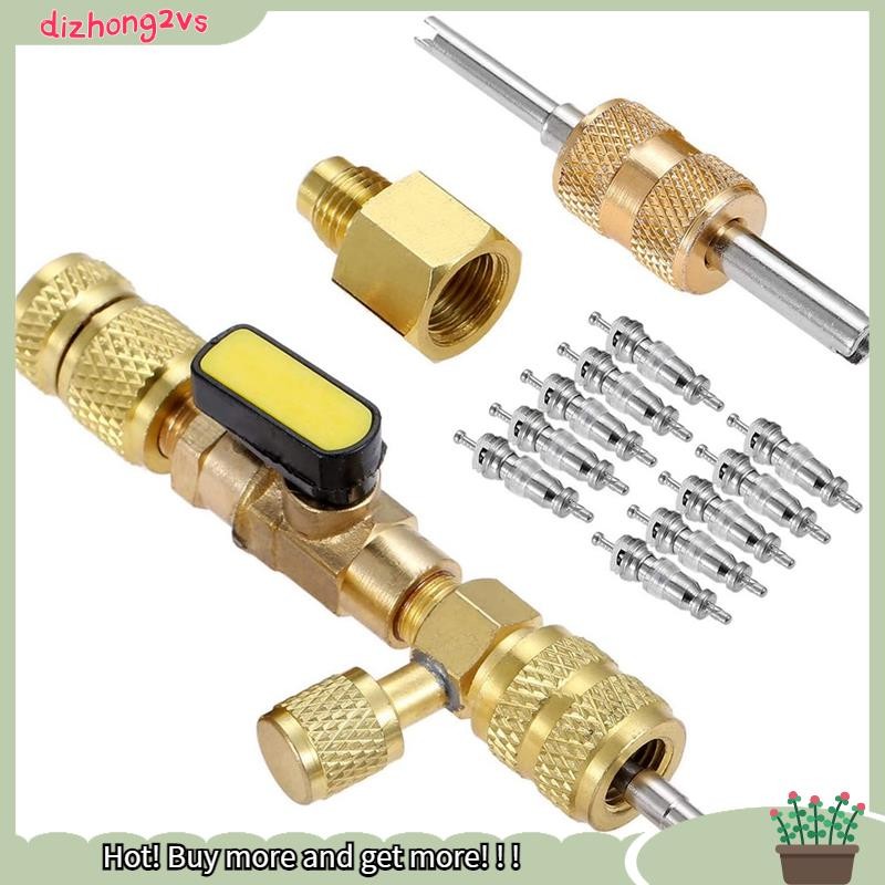 [dizhong2vs]R410A R22 วาล์ว Core Remover ติดตั้งเครื่องมือ Dual ขนาด SAE 1/4 และ 5/16 พอร์ตสําหรับ R