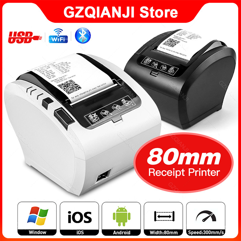 เครื่องพิมพ์ใบเสร็จความร้อนไร้สาย 80 มม. บลูทูธ พร้อมเครื่องตัดอัตโนมัติ สําหรับร้านอาหาร