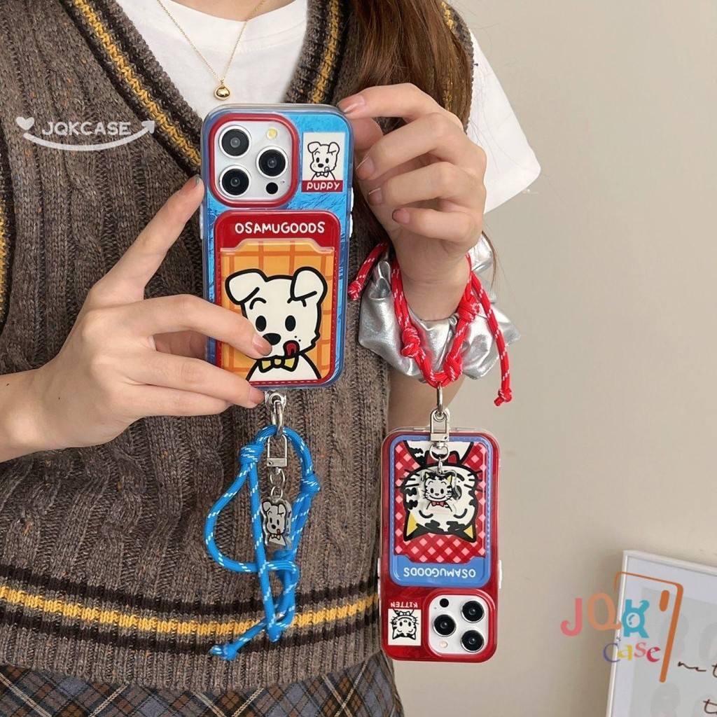 เคสไอโฟน คู่รัก แมว สุนัข กล่องใส่บัตร IPhone 15 12 14 16 11 13 Pro Max 15 11 7Plus 8 7 Max X XR XS 7Plus SEน่ารัก เคส