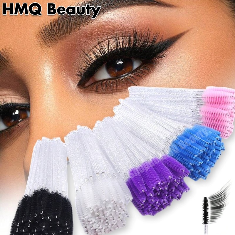 50 ชิ้นทิ้งแปรงแต่งหน้าคริสตัลคิ้วแปรงมาสคาร่า Wand Applicators สําหรับ Eye Lashes Eyelash Extension เครื่องมือคริสตัลขนตาแปรงคิ้ว