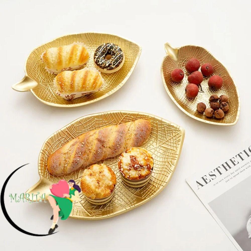 Marita ถาดอาหาร, ถาดตกแต่งสีทองนอร์ดิก, จานขนมผลไม้สับปะรดรูปใบไม้เครื่องประดับถาดเสิร์ฟพาเลท