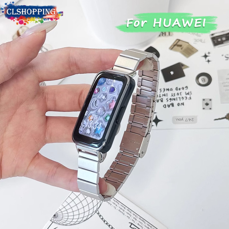 Slim Metal สําหรับ HUAWEI Band 10 9 8 NFC สร้อยข้อมือสแตนเลสใช้งานร่วมกับ HUAWEI นาฬิกา Fit 3 สายสมาร์ทอุปกรณ์เสริมผู้ชาย