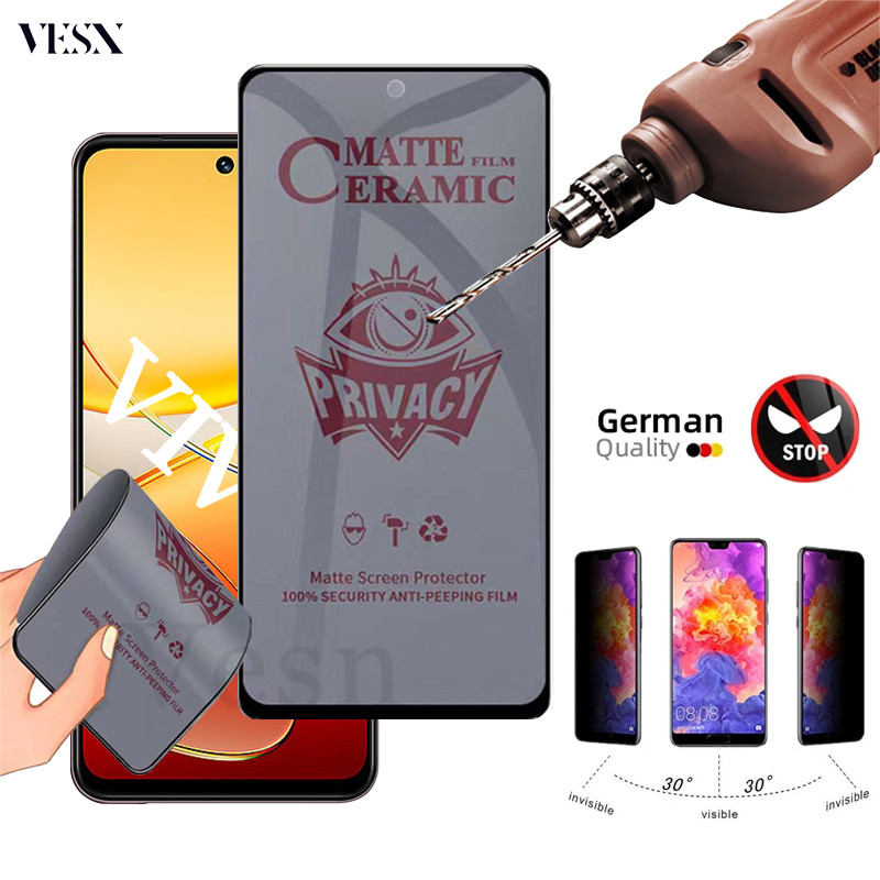 ฟิล์มเซรามิกกันเสือกกันมอง แบบเต็มจอ รูกล้อง งอได้ ไม่แตก ไม่ใช่ กระจก VIVO Y200 Y200e Y100 Y58 Y38 Y36 Y35 Y28 Y28s Y27 Y27s Y22 Y22s Y19s Y18 Y17s Y16 Y03 Y03T Y02 Y02T Y02s T3 T3x 4G 5G 2024
