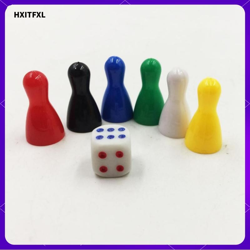 [hxitfxl] ชิ้น Chessman Chess ชิ้นและ 1 อุปกรณ์เกมกระดานลูกเต๋าของเล่นเด็ก 6