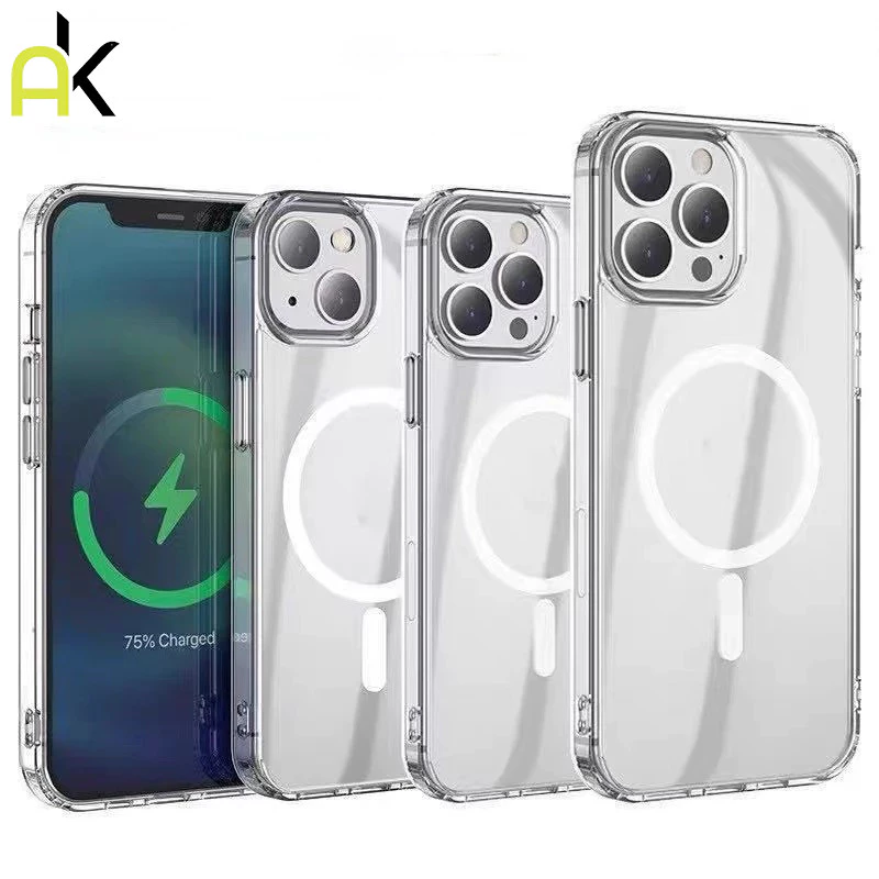 AK เคสกันกระแทกใส เคสแม่เหล็ก ใช้สำหรับ For iPhone 16 11 12 13 14 15 17 Pro Max 15 Plus Wireless charger Magnetic Case