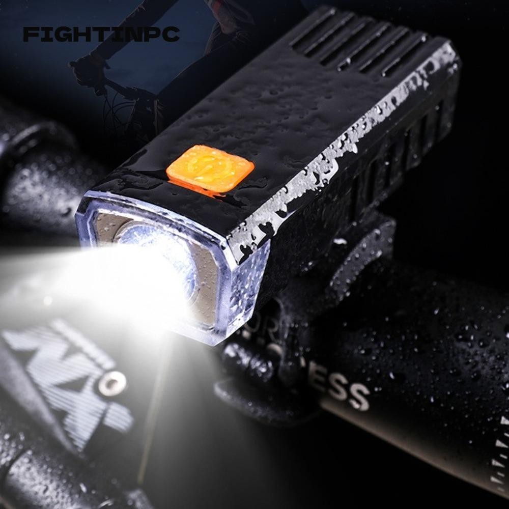 โคมไฟจักรยาน FIGHTINPC, ไฟจักรยานกันน้ําชาร์จ USB, ไฟหน้าขี่กลางคืนแสงที่แข็งแกร่งจักรยาน