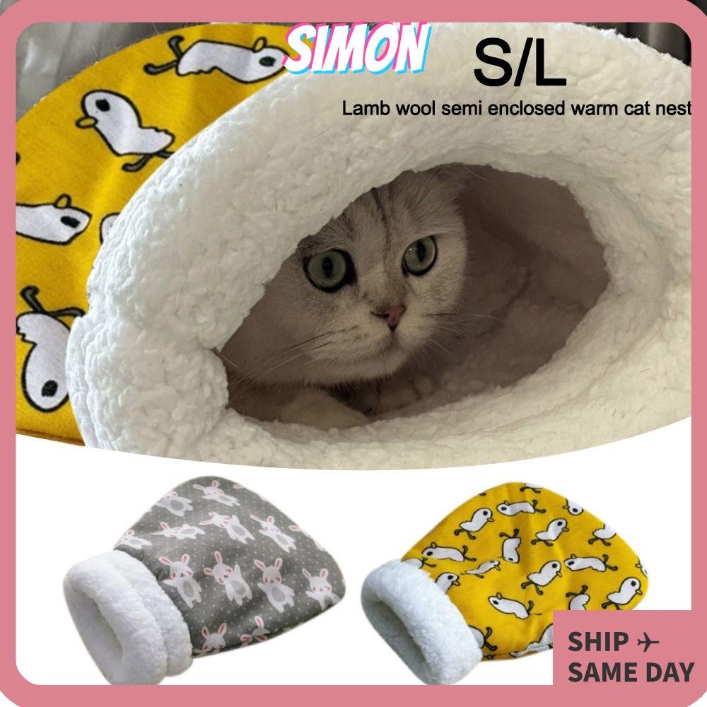 Simon ถุงนอนแมว, ประเภทกระเป๋าการ์ตูนถ้ําแมวเตียง, Creative Plush ฤดูหนาว Warm หนาลูกแมวผ้านวมเตียงสัตว์เลี้ยงอุปกรณ์