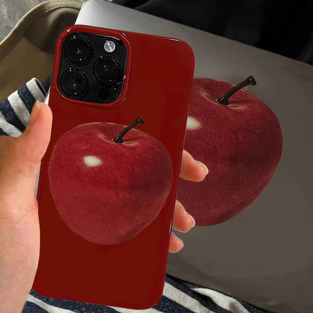 Niche Retro Red Apple Christmas Wine Red Soft CaseสําหรับเคสIphone 16promax 15 15promax 14promax 13pro 13promax 11 12promax XR 7plus