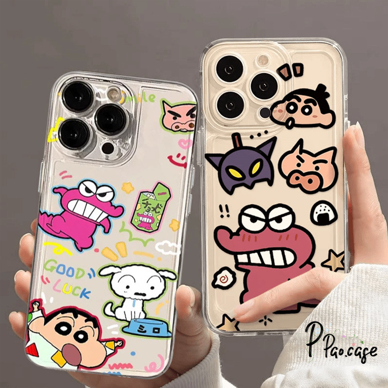 น่ารัก Crayon Shin-chan เข้ากันได้เคสไอโฟน 11 13 12 15 14 Pro Max 11 12 13 Pro XR X XS Max 6 6s 7 8 Plus SE ดาวน้อยเคส