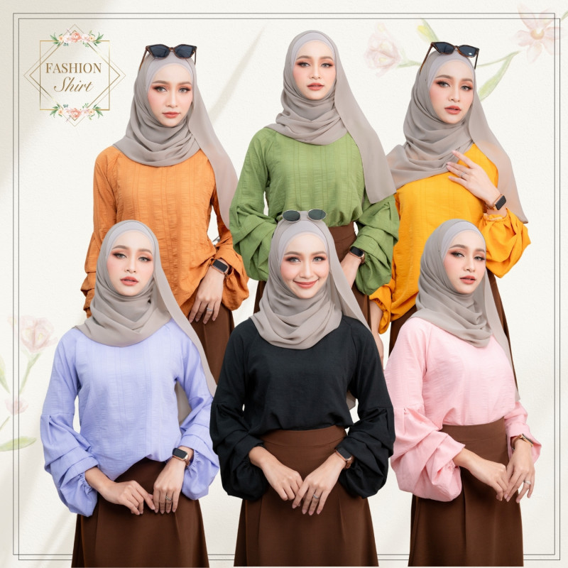 เสื้อแขนกุหลาบ ผ้าสลาฟมีริ้วผ้าเบาใส่สบาย ดีเทลเรียบง่าย ทันสมัย ใส่แล้วดูมั่นใจ DG36วาริสมุสลิม
