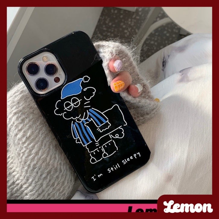[Lemon] เคสโทรศัพท์มือถือนิ่ม ลายลูกสุนัข สีดําวาว สไตล์เกาหลี สําหรับ iPhone 7 8 7plus 8plus 11 12 X XS XR XSMAX 11pro 12pro 11promax 12promax 13 13pro 13promax