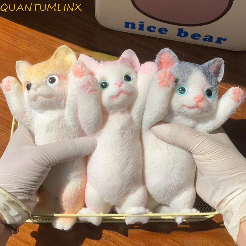 Quantuml ตุ๊กตาแมวใหญ่บีบของเล่น,การ์ตูนสัตว์แมวรูปบีบของเล่น,แกล้งเล่นนุ่มที่มีสีสันมินิตุ๊กตาเทียมบีบของเล่นมินิเครื่องประดับ
