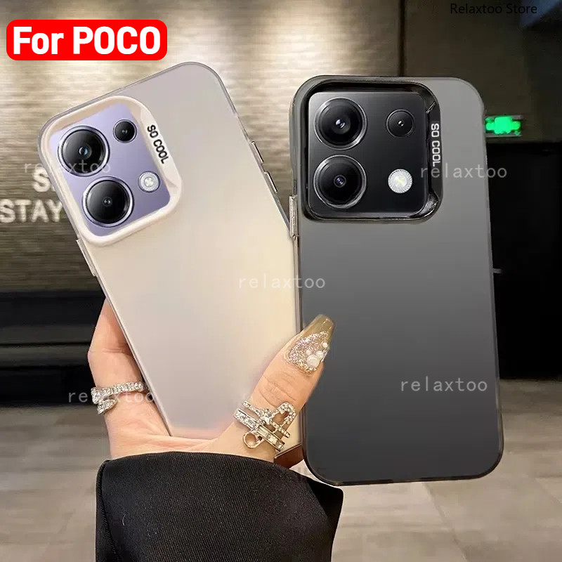 ปลอกสําหรับ Xiaomi POCO X6 M6 F6 X5 X3 POCOX6 Pro X6Pro M6Pro F6Pro M5S X3 NFC F3 GT F3GT 4G 5G โลหะ Frosted แฟชั่นคู่ Hard เคสโทรศัพท์กันกระแทกฝาหลัง