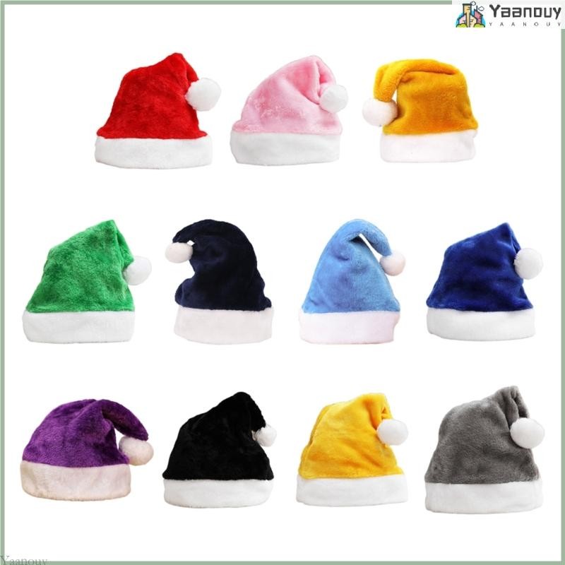 Yaa คริสต์มาสกํามะหยี่ Santa หมวก Unisex สบายสร้างสรรค์หลายสีผู้ใหญ่เด็กหมวกคริสต์มาสสําหรับ Xmas Holiday Party