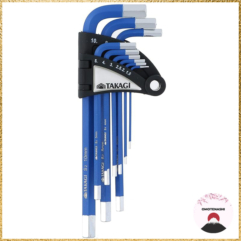 Takagi HANDIWORK Color Coated Hex Wrench Set, Blue, 9 Pieces, No. 100