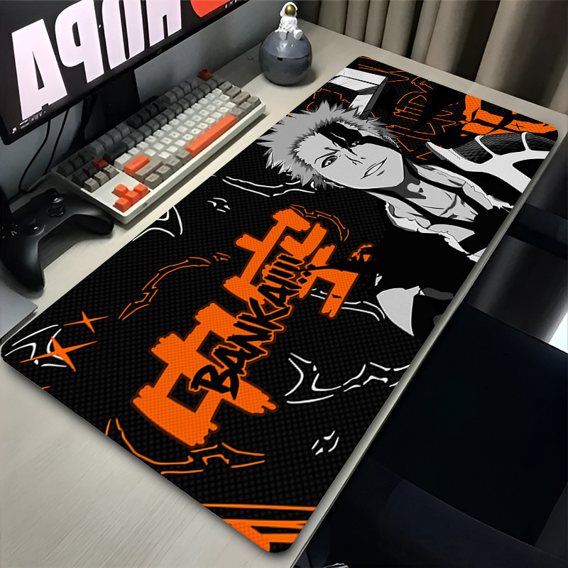 ญี่ปุ่น Cool Anime Mouse Pad ขนาดใหญ่ Skull BLEACH คีย์บอร์ดพรมแล็ปท็อป Gaming อุปกรณ์เสริม Mousepad PC สีดําและสีขาว Gamer โต๊ะ Mat