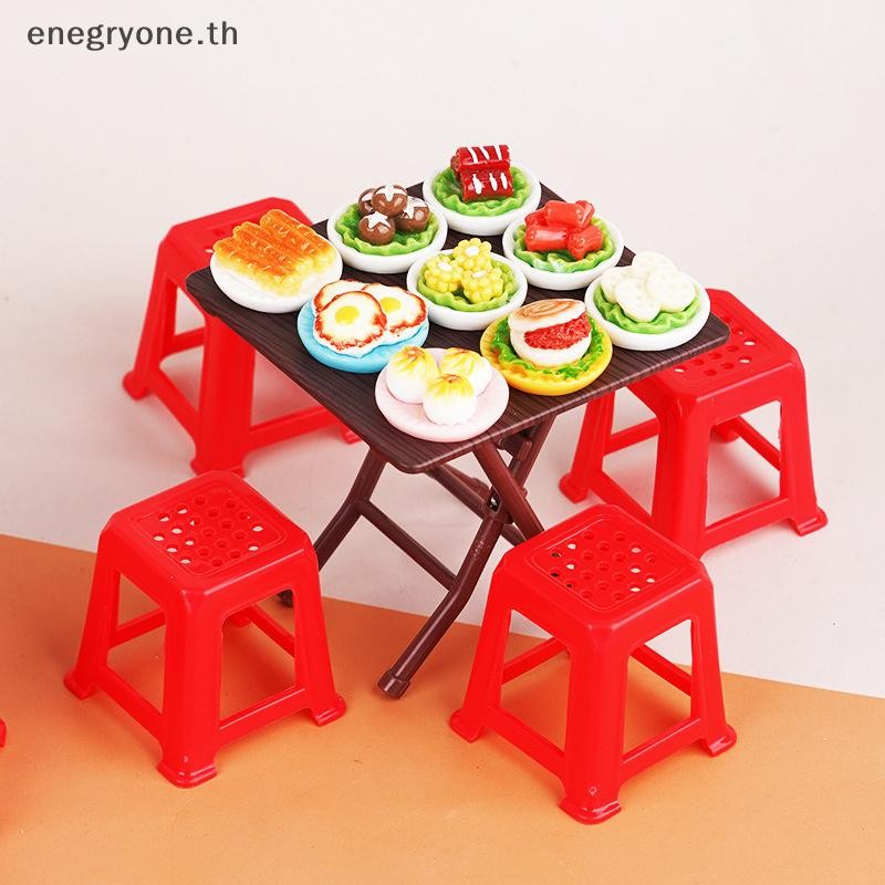 Eoth 1 ชุด 1:12 Dollhouse Miniature โต๊ะพับสตูลโต๊ะรับประทานอาหารเฟอร์นิเจอร์ Home Model Decor ของเล่นตุ๊กตาเครื่องใช้ในบ้าน
