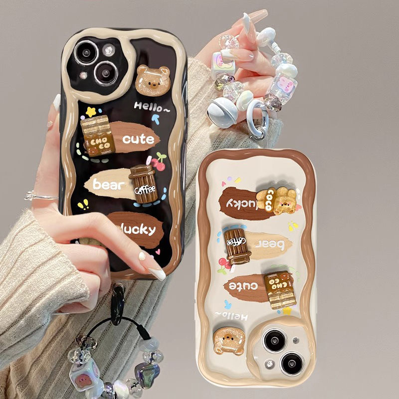Poppa DIY เคสโทรศัพท์iPhoneที่เข้ากันได้iPhone15 16 14 13 12 11promax xsmaxเคสเรียบหรู7/8plusเคส โพสต์รูปตุ๊กตา หมีน้อย