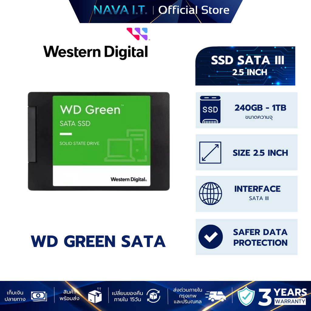 WD SSD SATA 2.5 WD GREEN 120GB/240GB/480GB